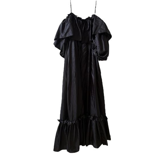LOVESHACKFANCY Tara Ruffle Maxi Dress Black Sz S - Picture 3 of 7